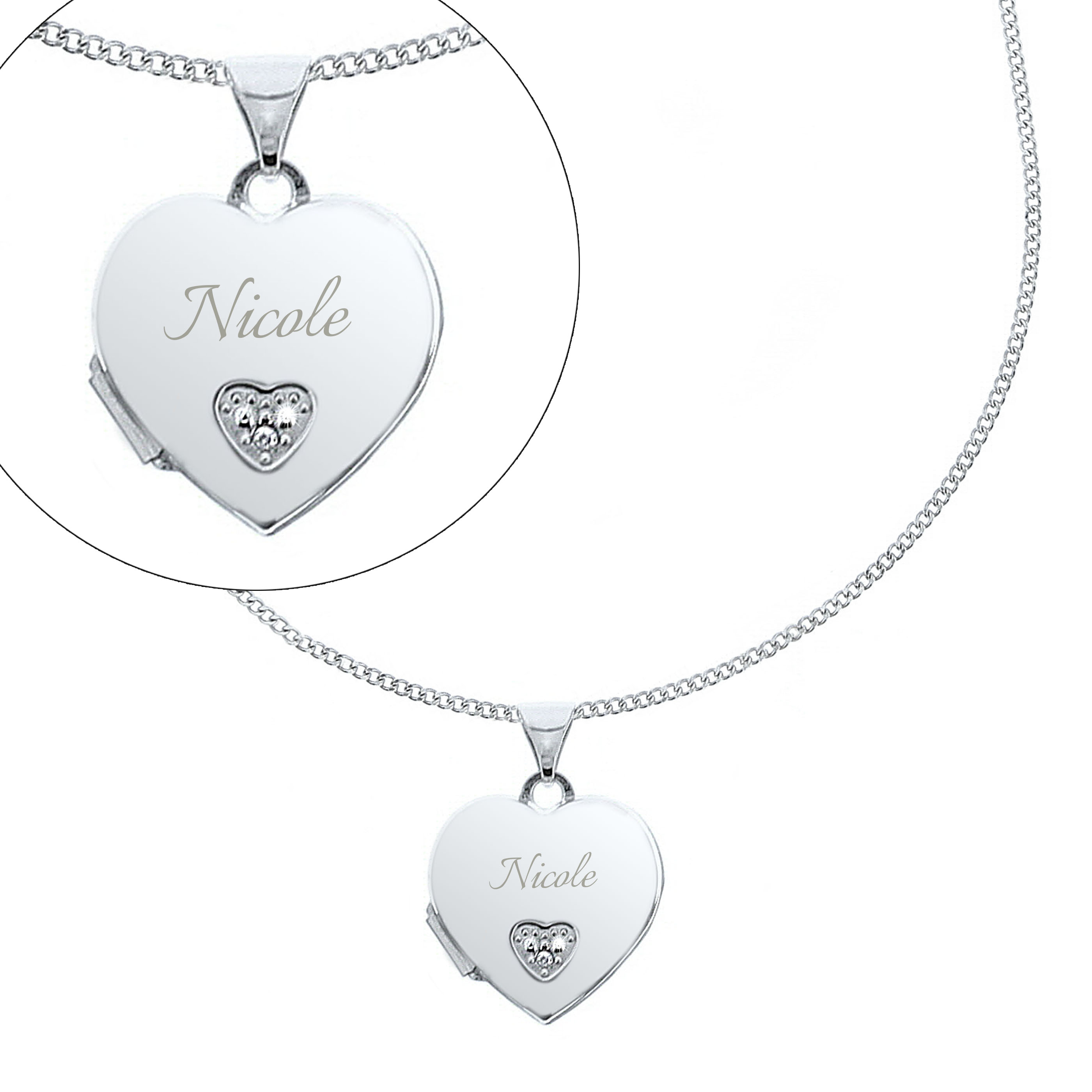 Personalised Children's Sterling Silver & Cubic Zirconia Heart Locket