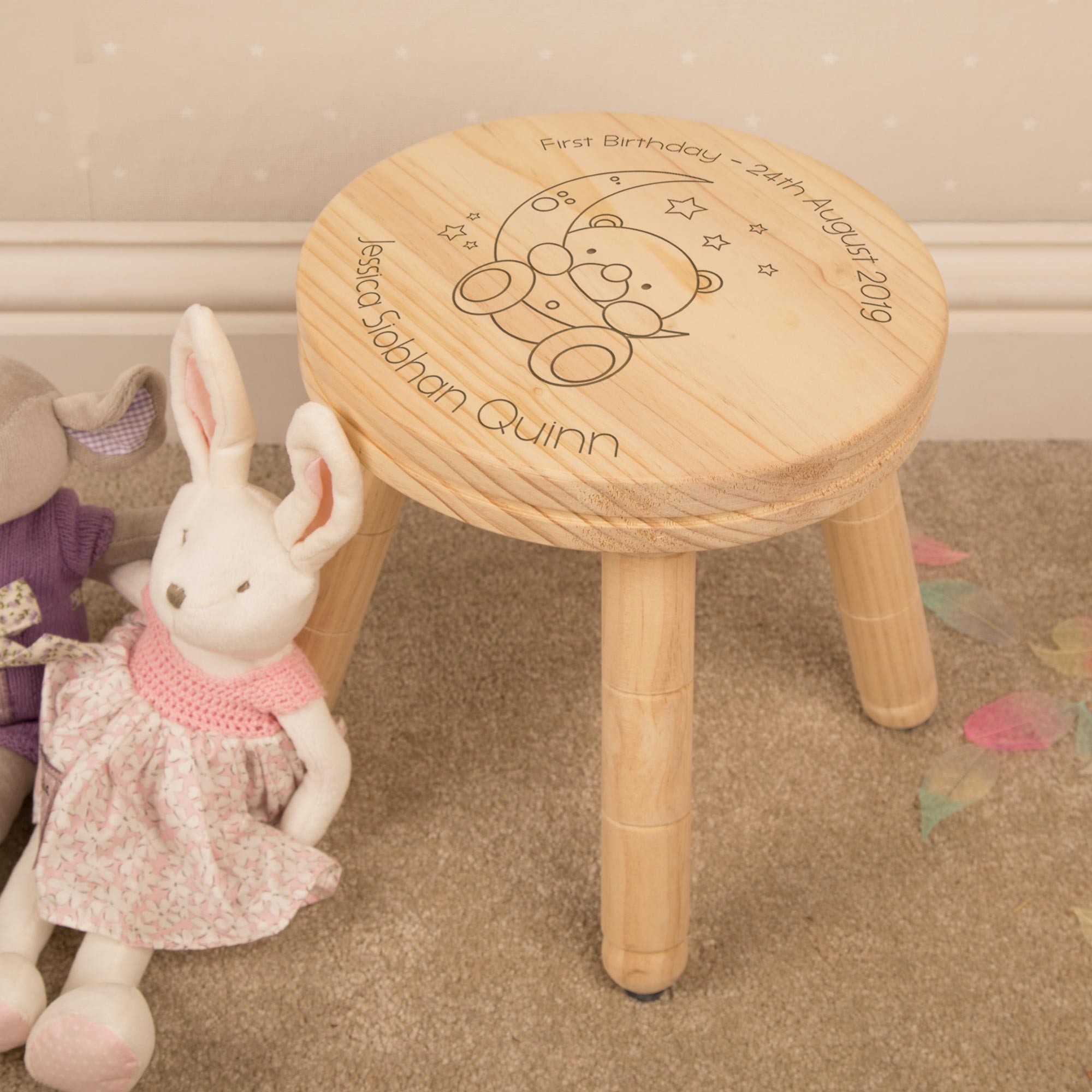 personalised wooden stool for child