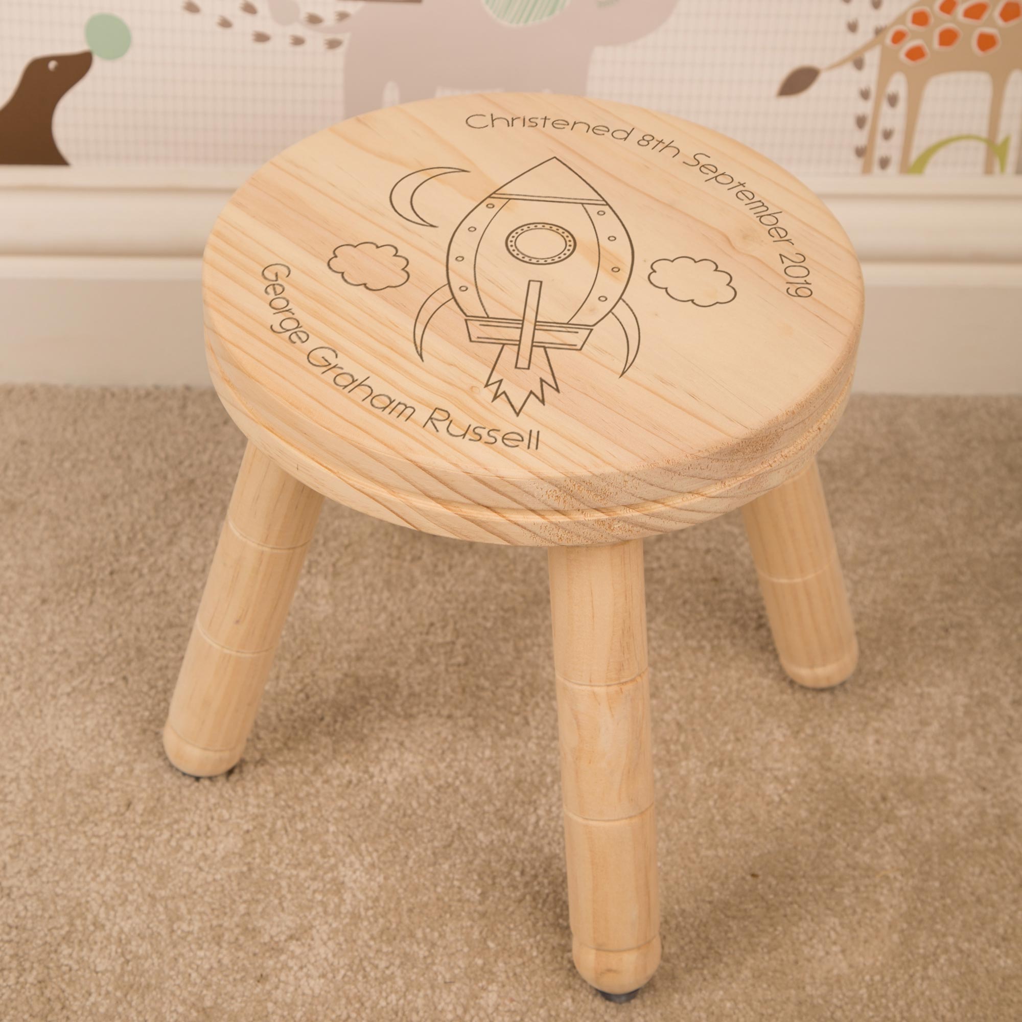 personalised wooden stool for child