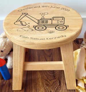 Digger Personalised Children's Wooden Stool