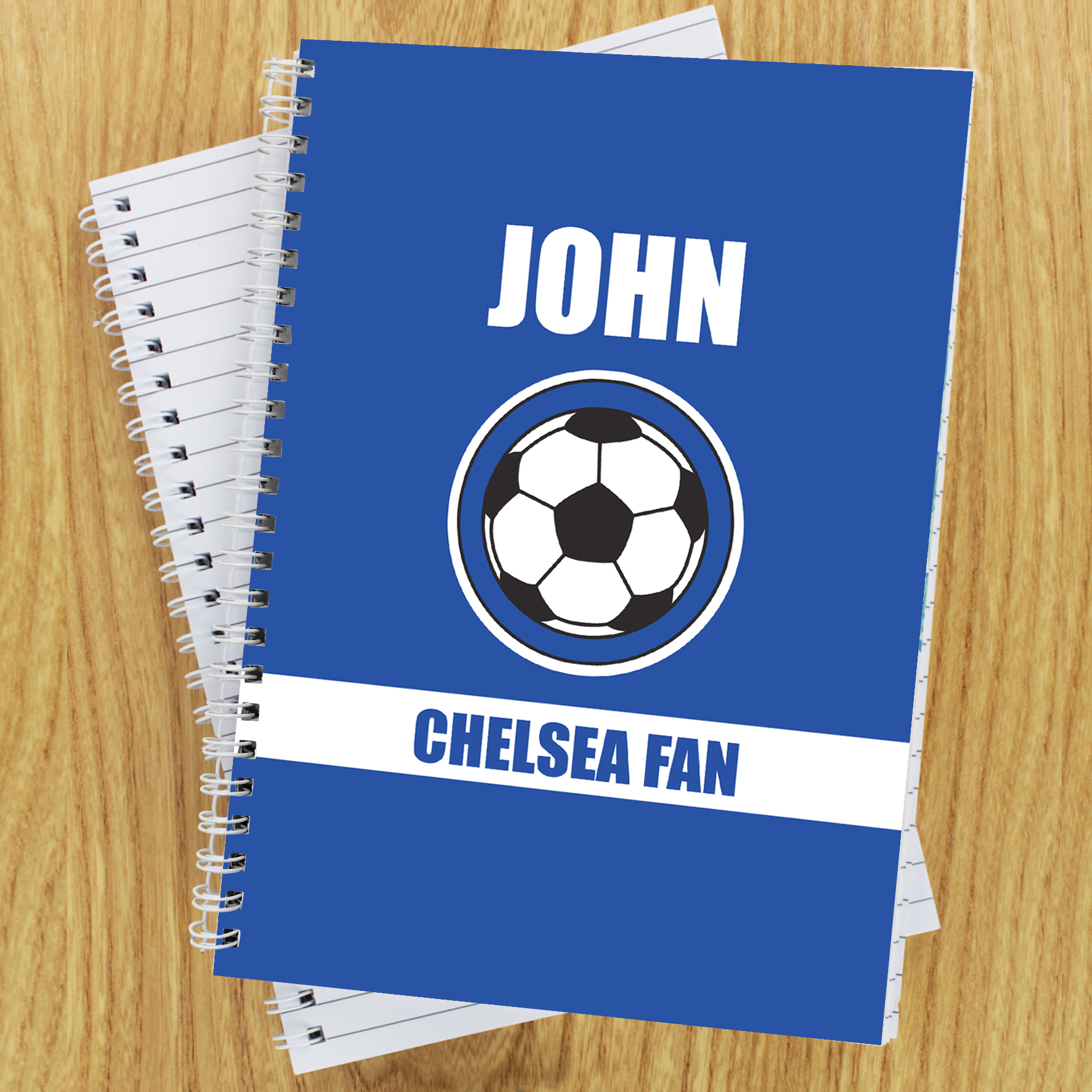 Personalised Blue Football Notebook Personalised Children's Notebooks
