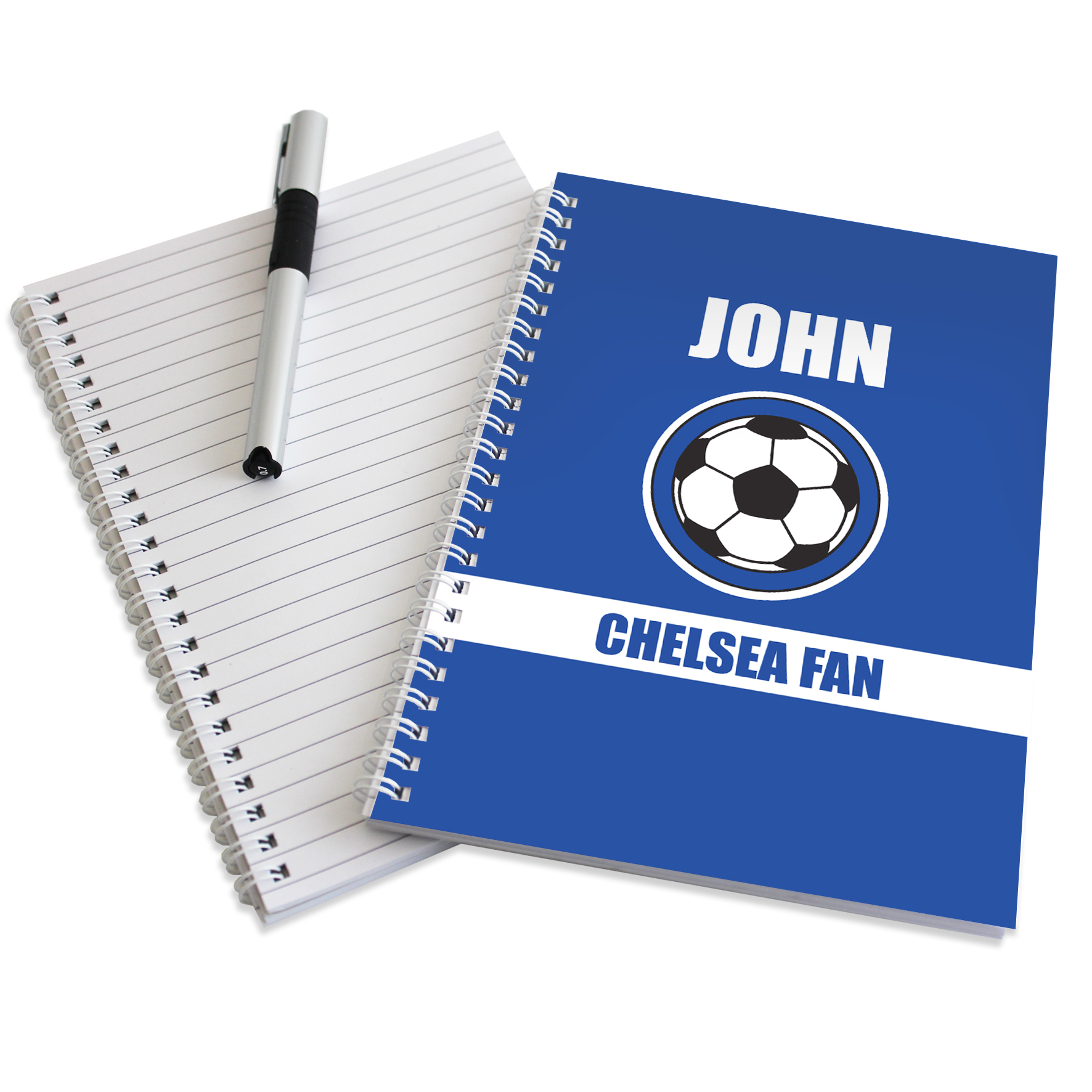 Personalised Blue Football Notebook Personalised Children's Notebooks