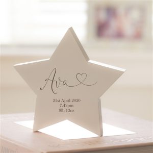 Wooden New Baby Personalised Star