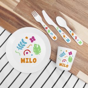 Personalised Kids Colourful Plastic Dining Set