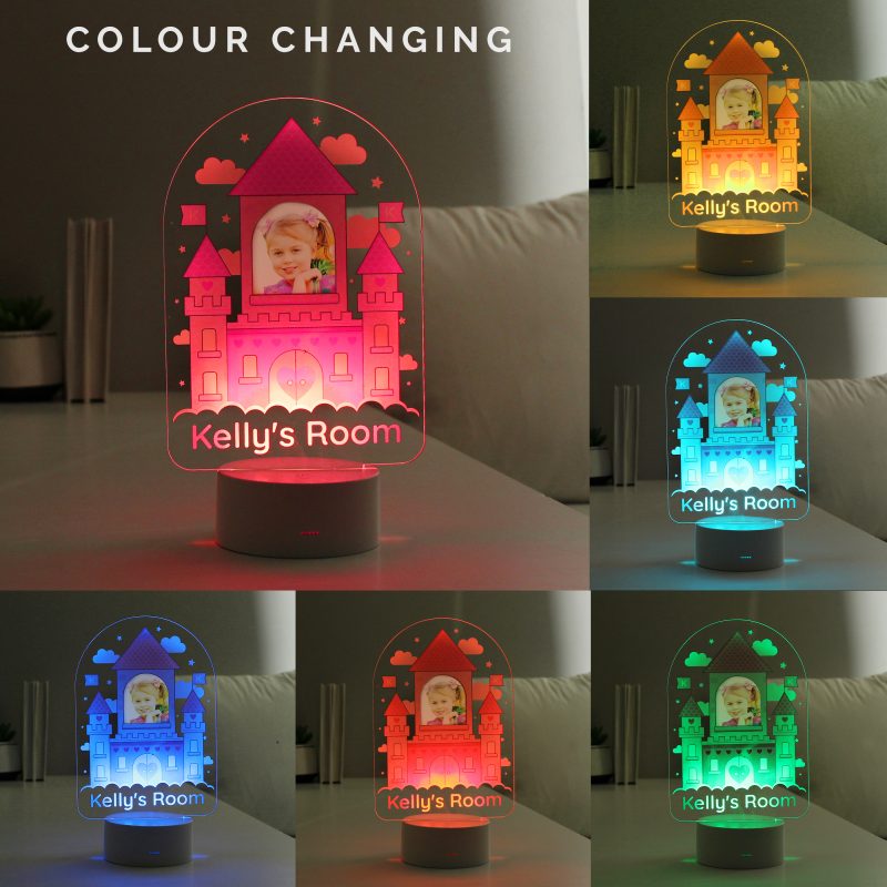 Personalised Pink Castle Photo Upload LED Colour Changing Night Light - Image 2