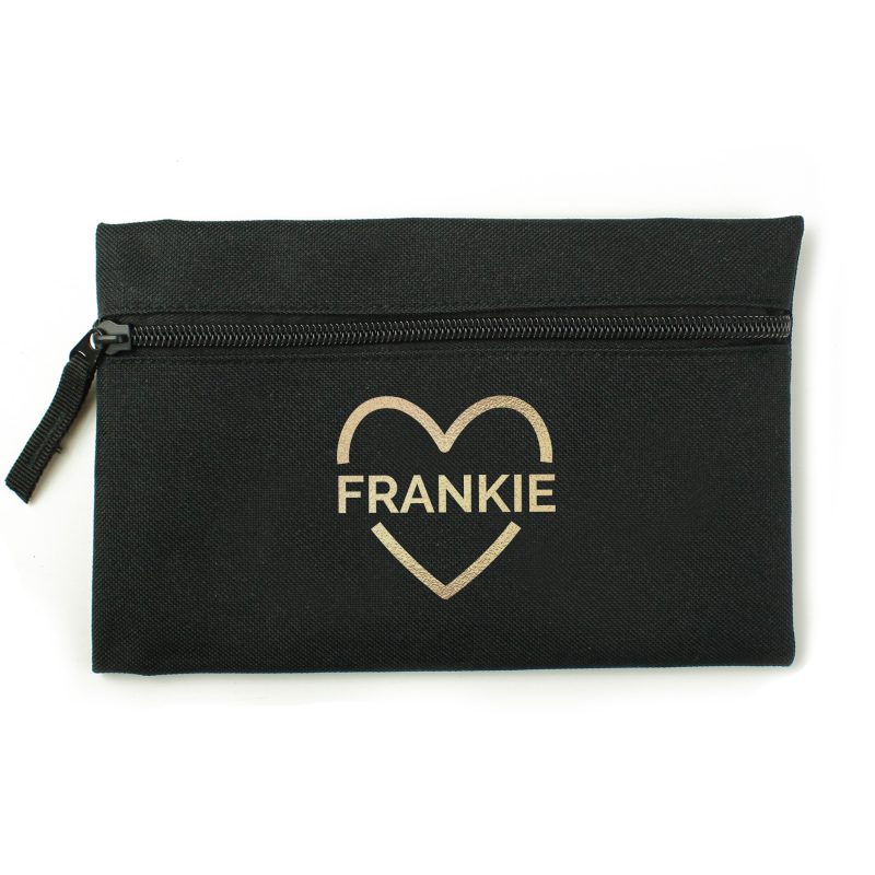 Personalised Gold Heart Black Pencil Case - Image 5