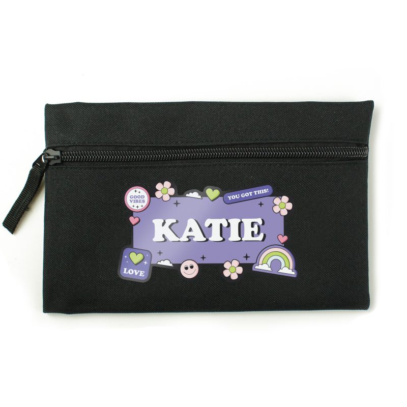 Personalised Good Vibes Black Pencil Case - Image 5
