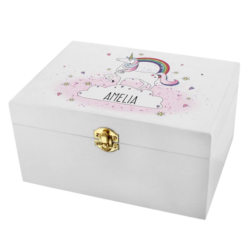 Personalised Unicorn White Wooden Keepsake Box - Image 3