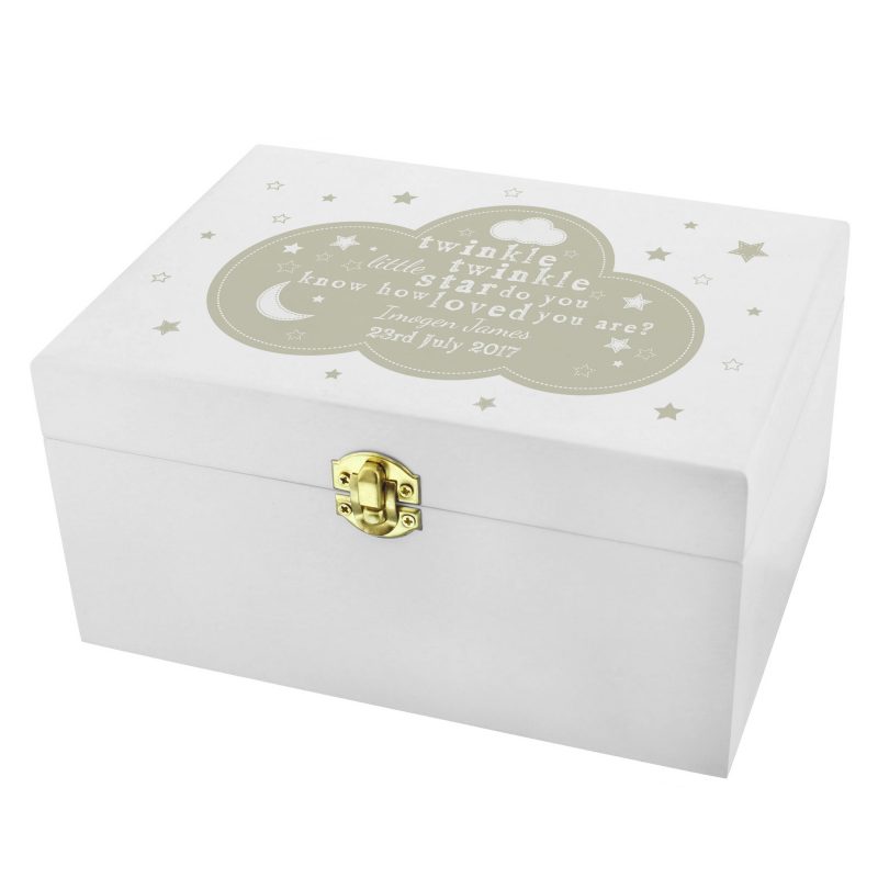 Personalised Twinkle Twinkle White Wooden Keepsake Box - Image 3