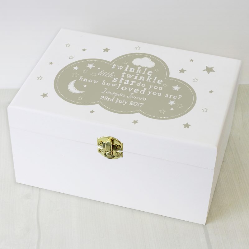 Personalised Twinkle Twinkle White Wooden Keepsake Box - Image 4