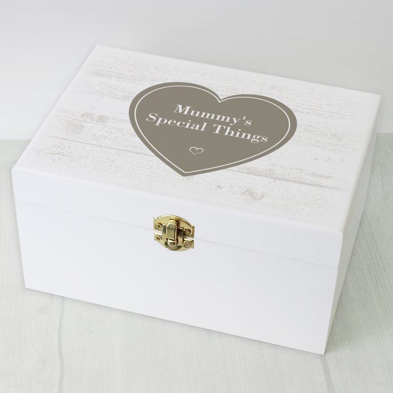 Personalised Rustic Heart White Wooden Keepsake Box - Image 6