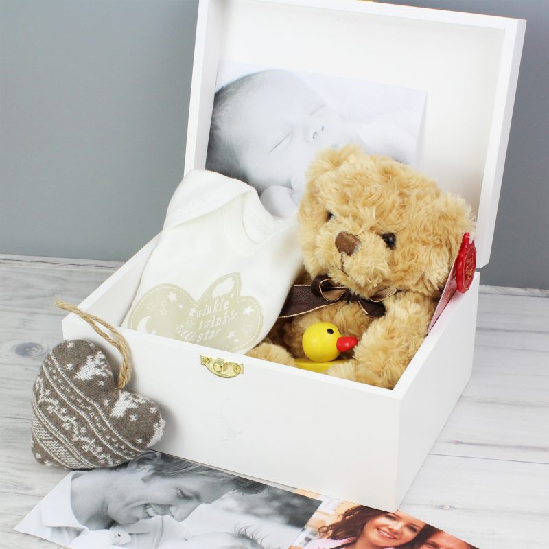 Personalised Rustic Heart White Wooden Keepsake Box - Image 8