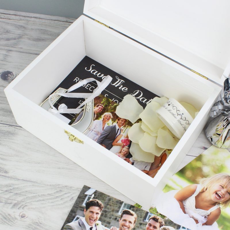 Personalised Rustic Heart White Wooden Keepsake Box - Image 9