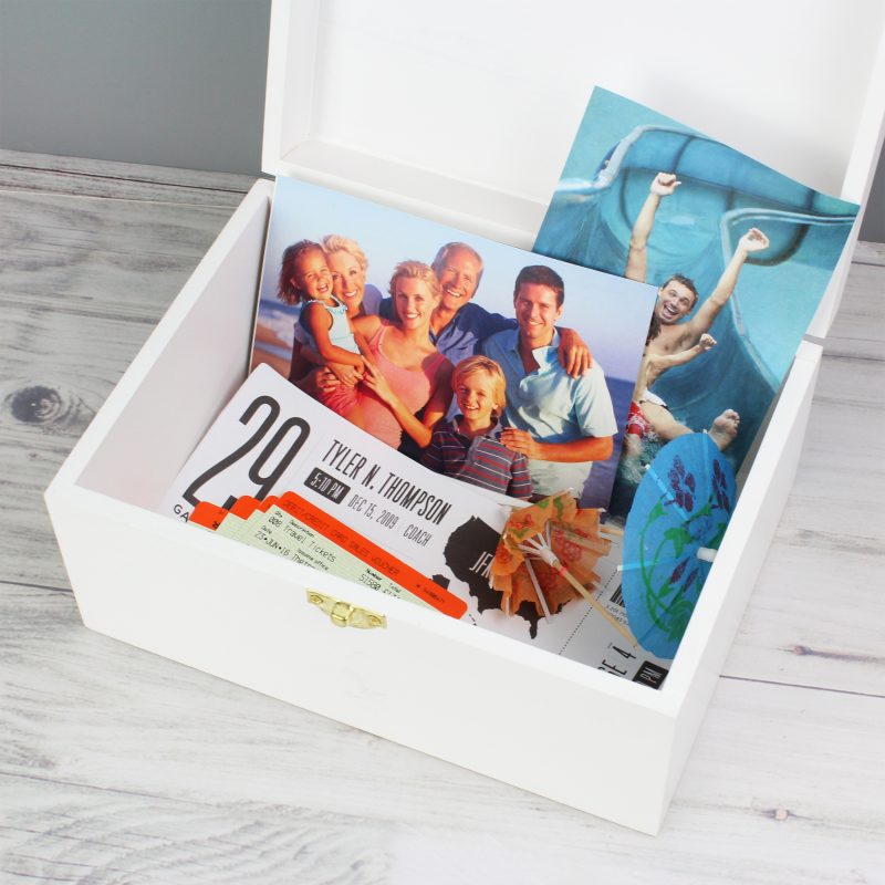 Personalised Rustic Heart White Wooden Keepsake Box - Image 10
