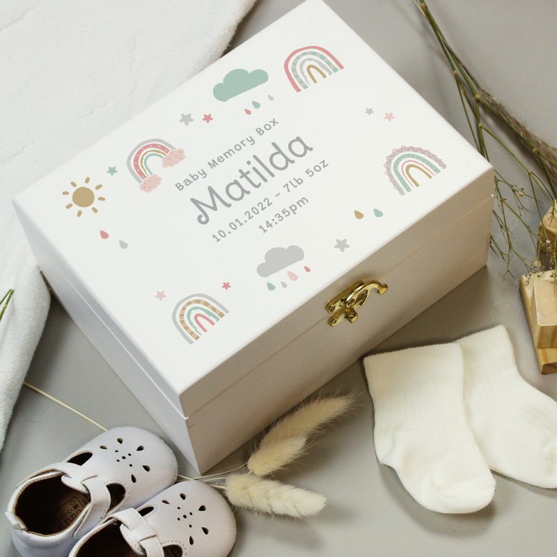 Personalised Rainbow White Wooden Keepsake Box - Image 4