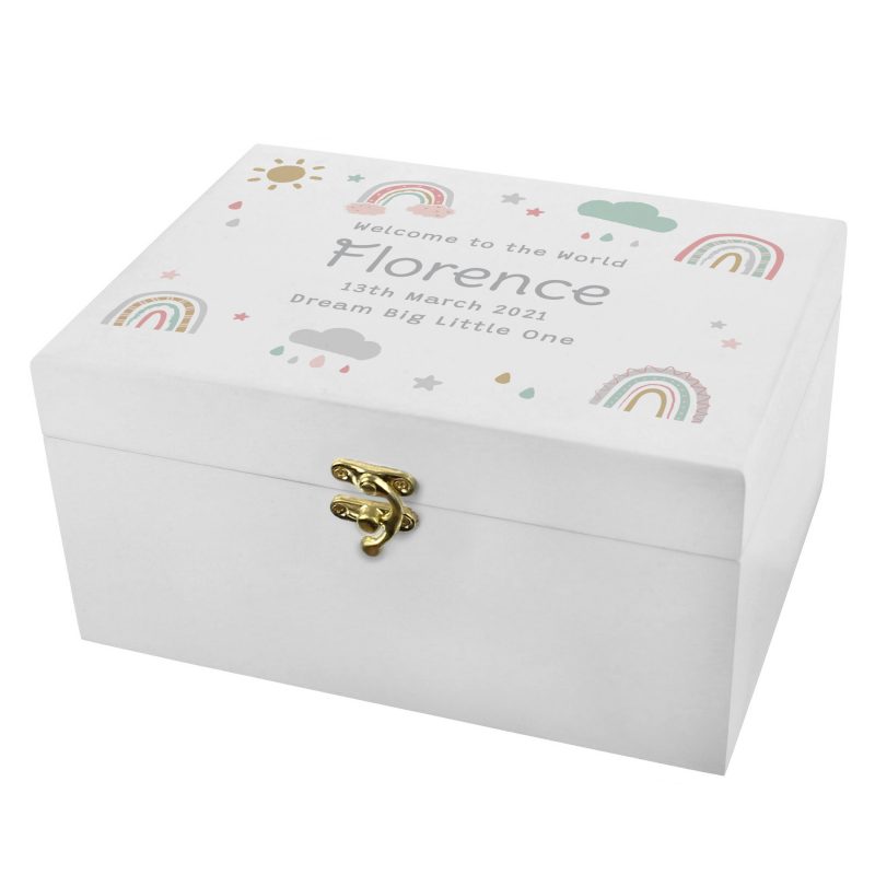Personalised Rainbow White Wooden Keepsake Box - Image 6
