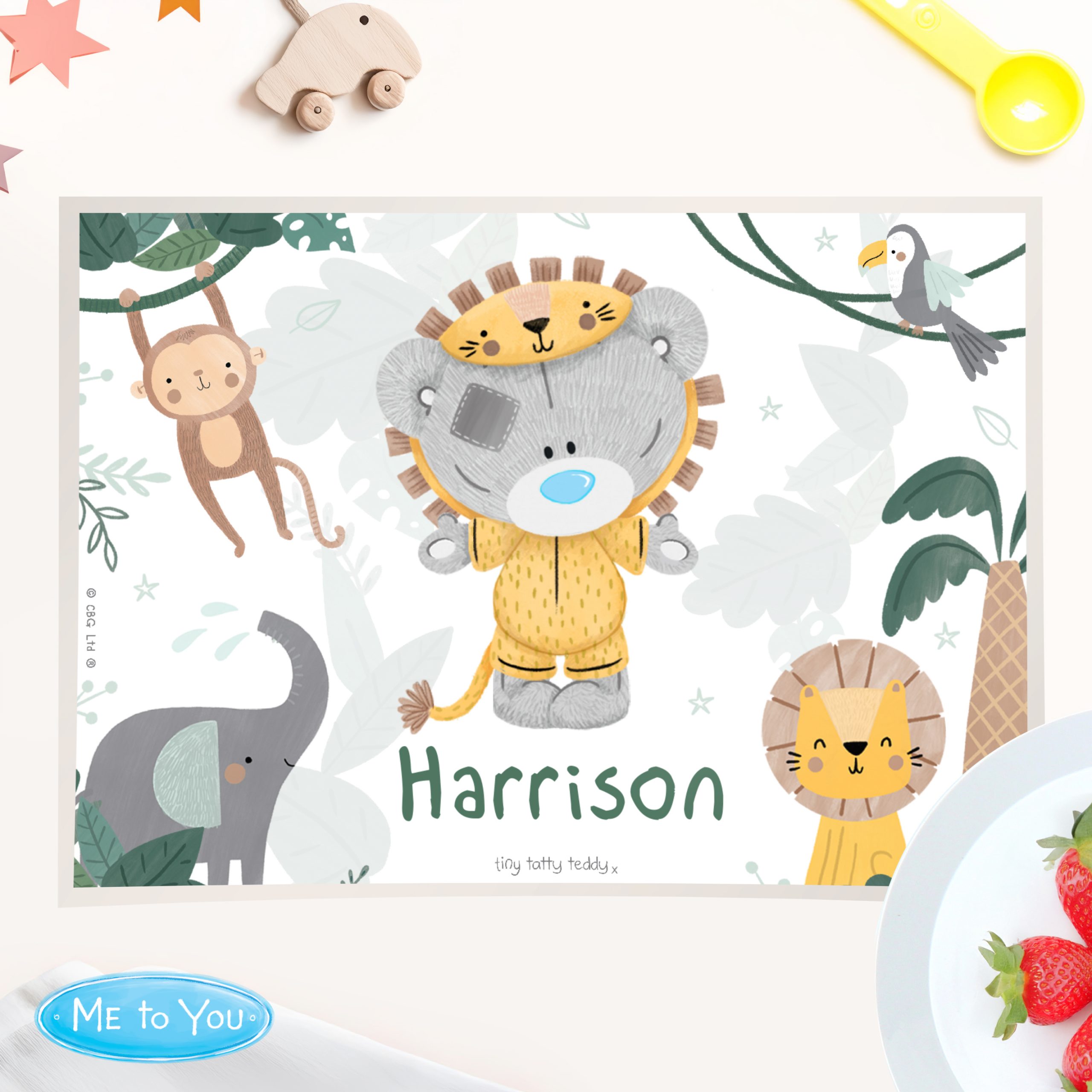 Personalised Tiny Tatty Teddy Jungle Animals Placemat - Image 3