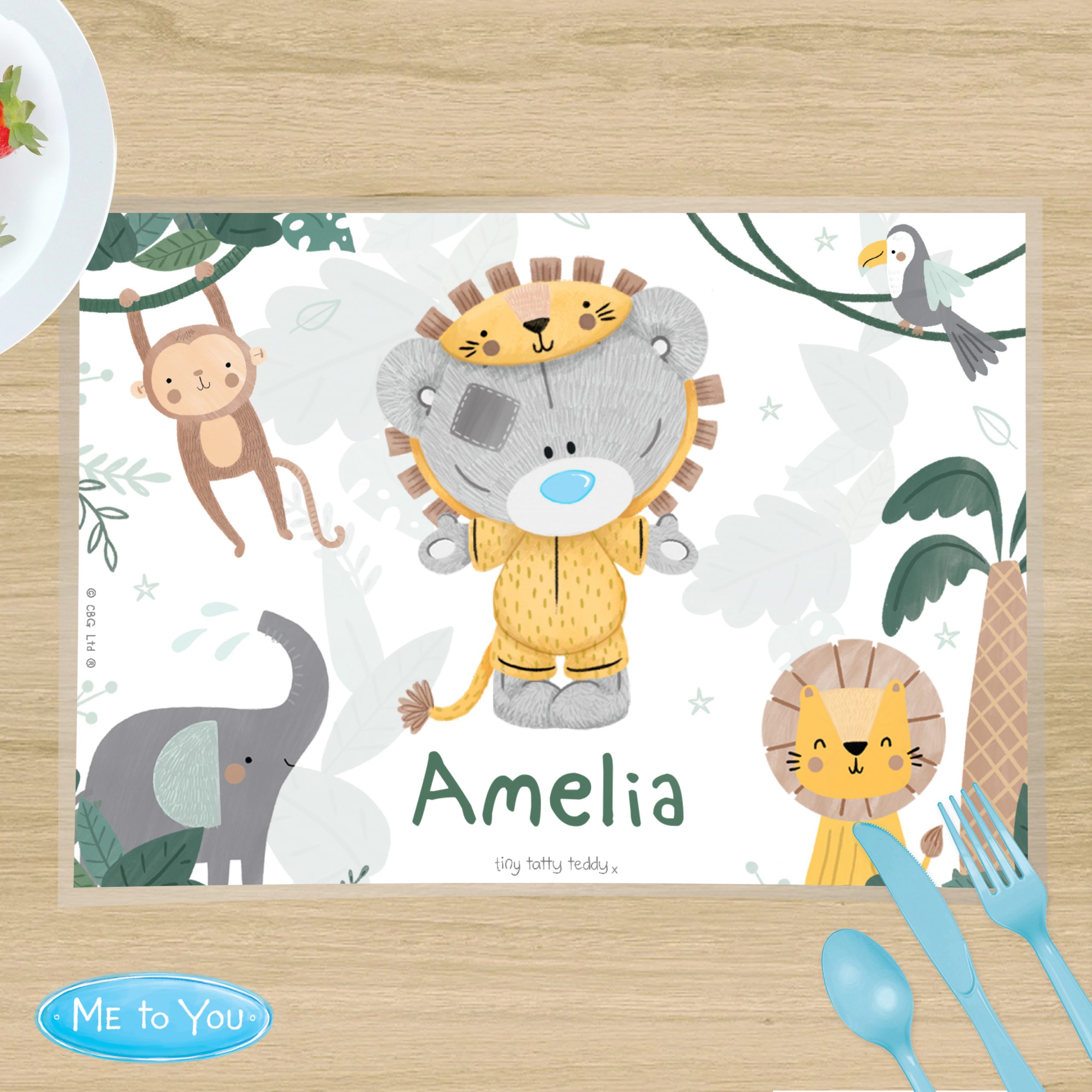 Personalised Tiny Tatty Teddy Jungle Animals Placemat - Image 4