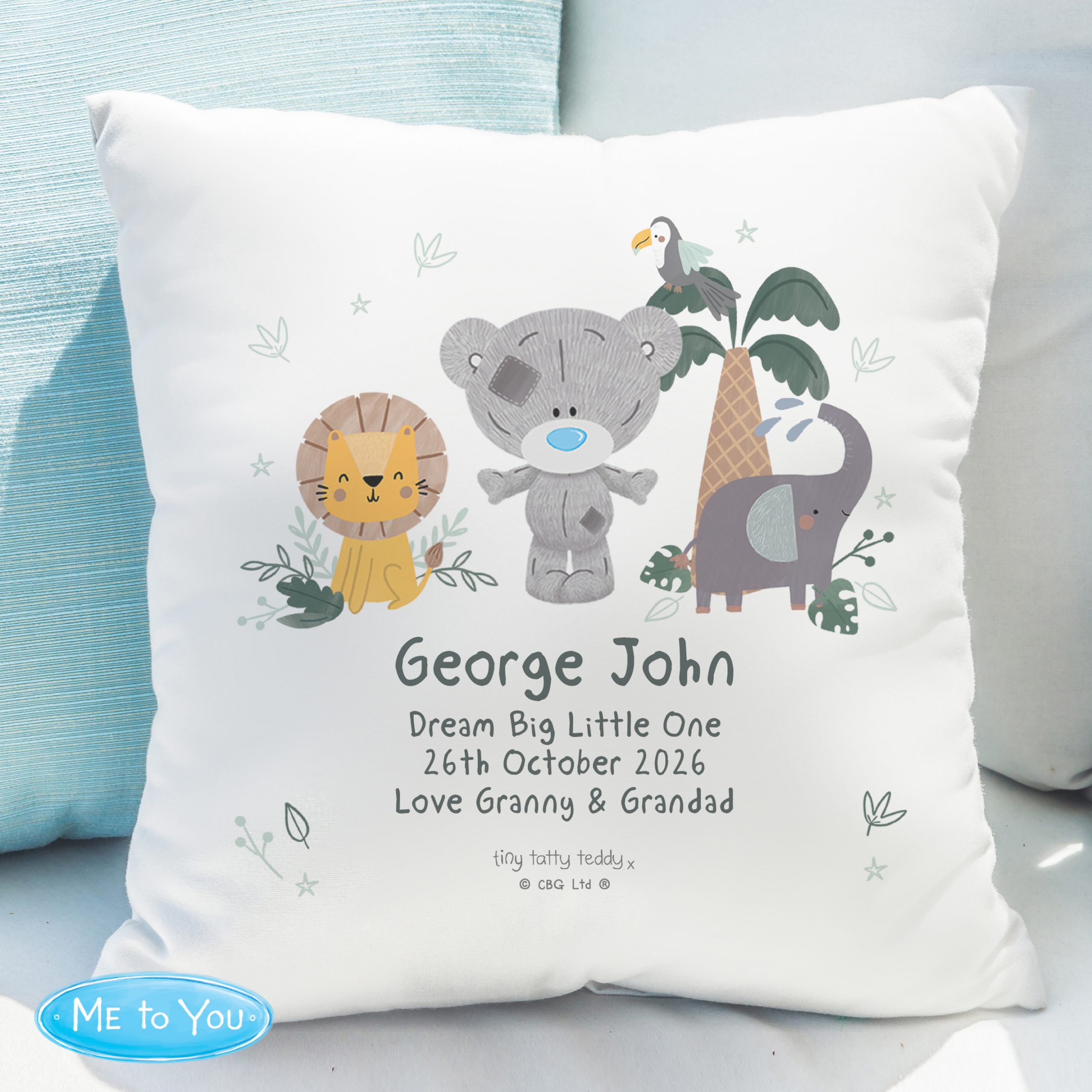 Personalised Tiny Tatty Teddy Jungle Animals Cushion - Image 4