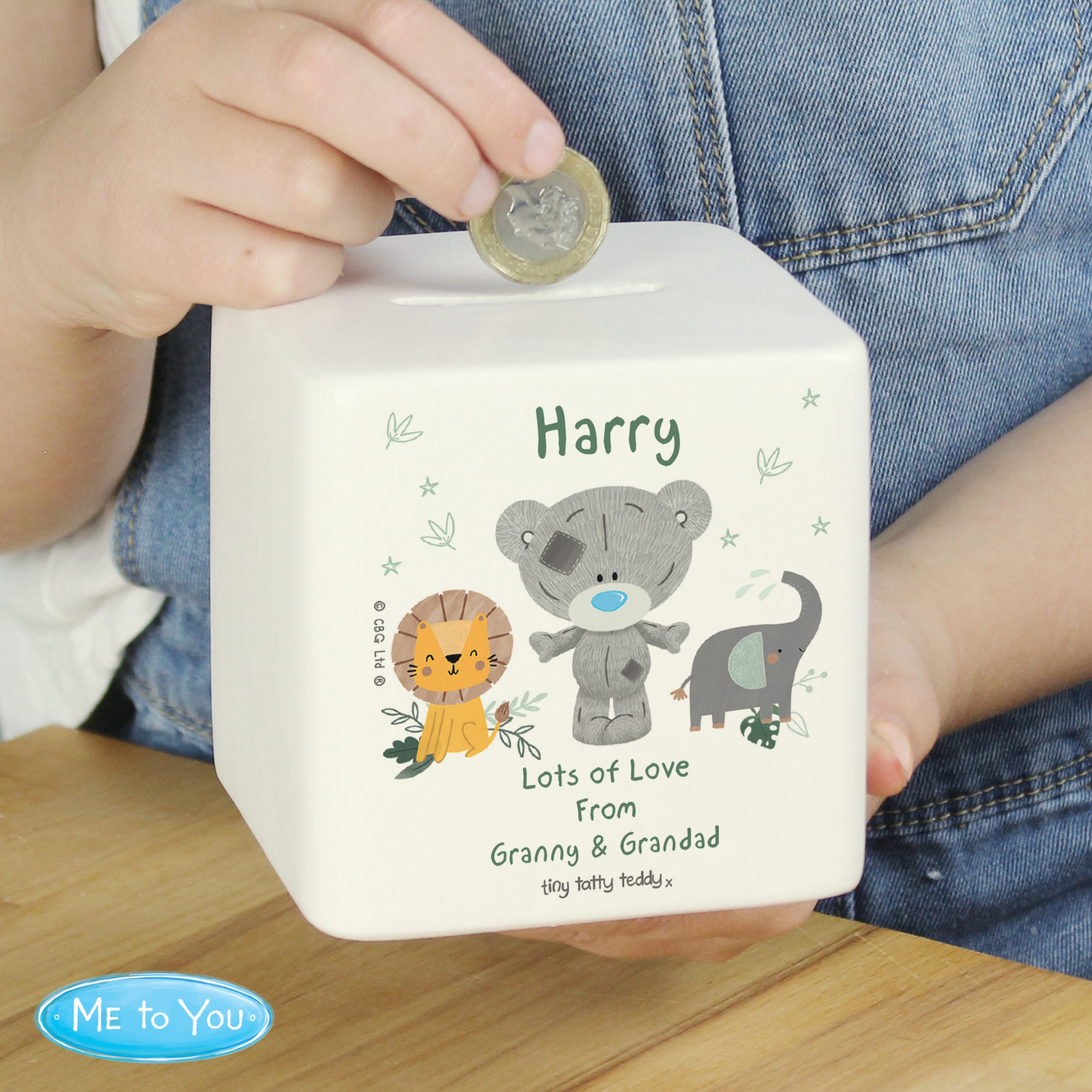 Personalised Tiny Tatty Teddy Jungle Animals Money Box - Image 5