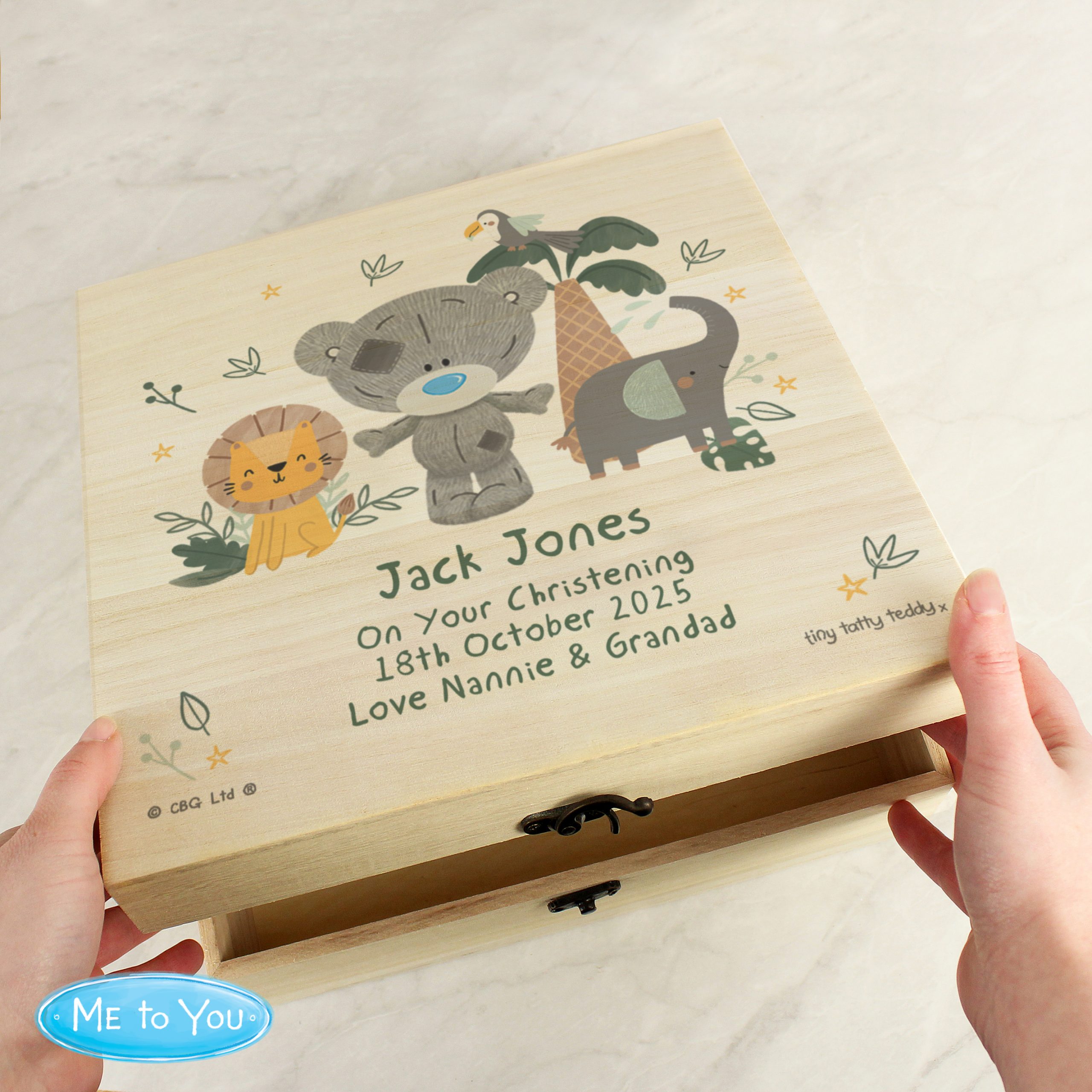 Personalised Tiny Tatty Teddy Jungle Animals Keepsake Box - Image 3