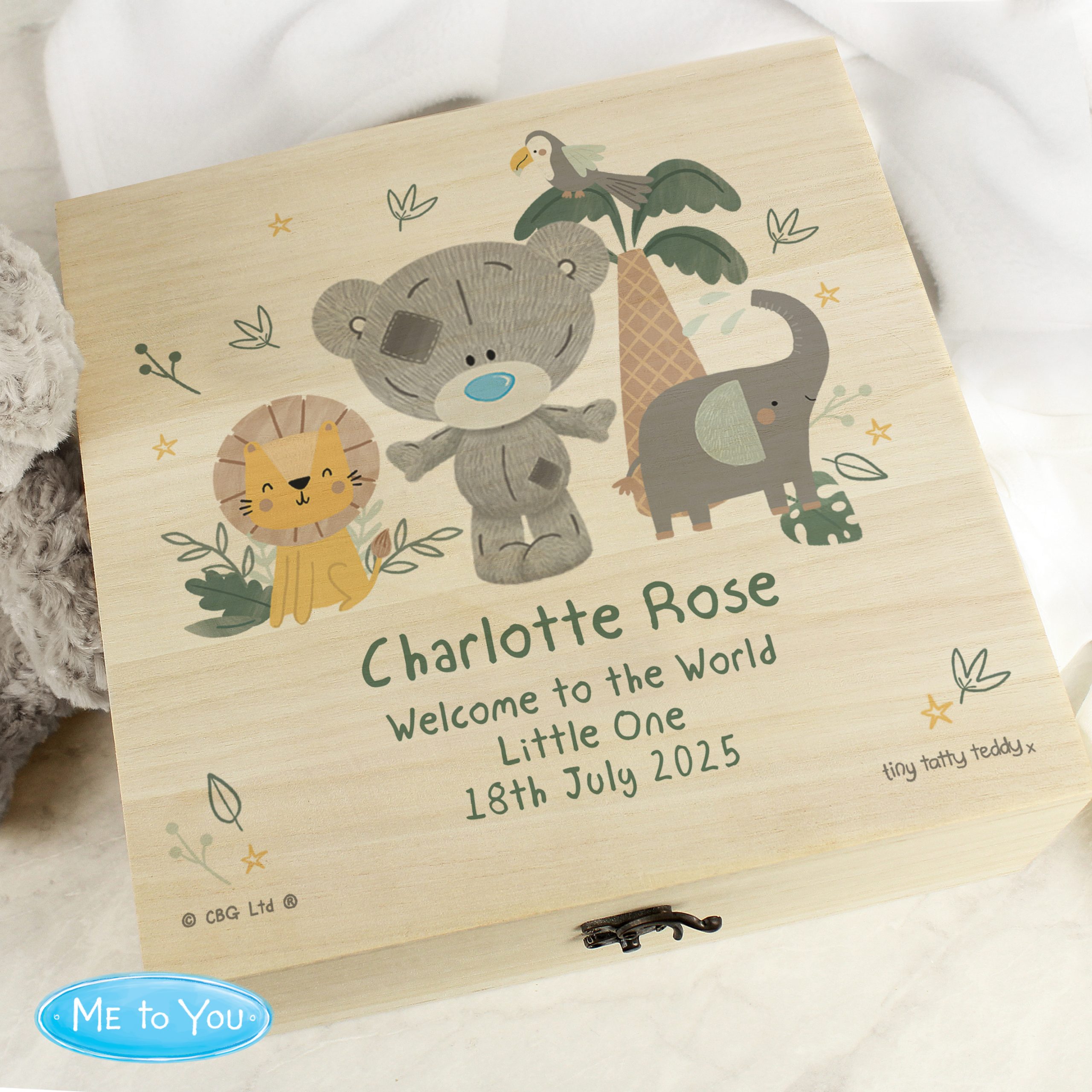 Personalised Tiny Tatty Teddy Jungle Animals Keepsake Box - Image 4