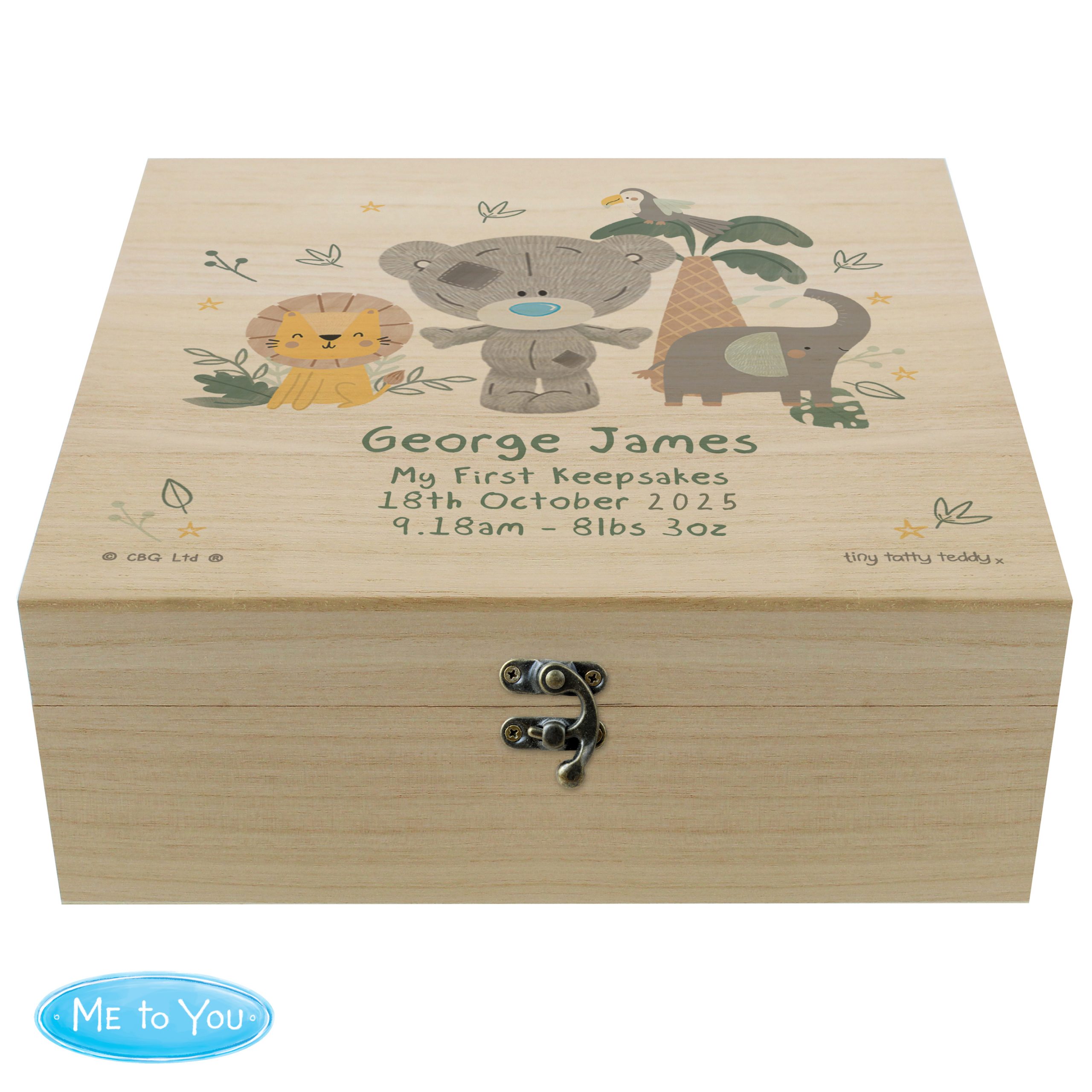Personalised Tiny Tatty Teddy Jungle Animals Keepsake Box - Image 5