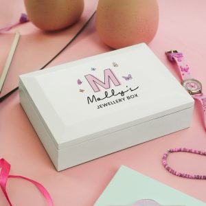 Personalised Butterfly Initial Wooden Jewellery Boxj