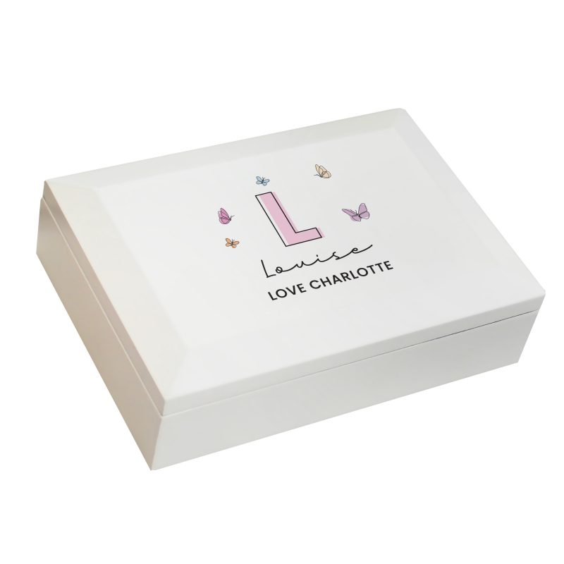 Personalised Butterfly Initial Wooden Jewellery Box - Image 6